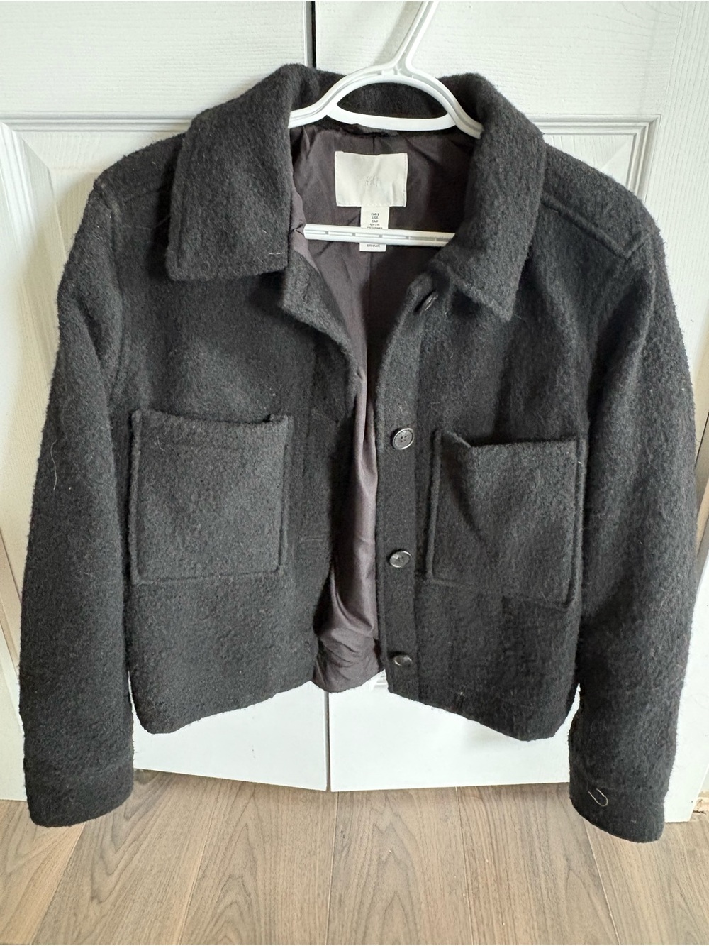 Wool Blend Black Boxy Jacket